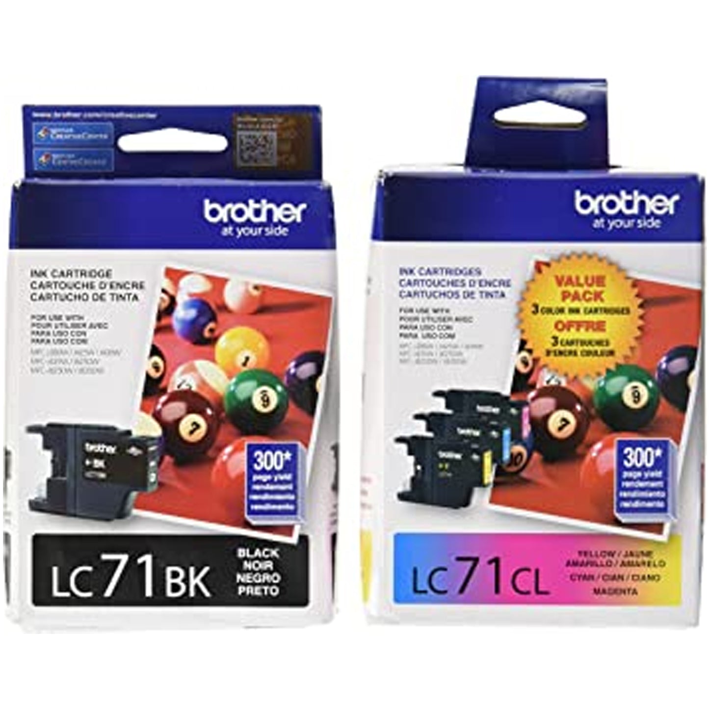 Original Brother LC71 Black, Cyan, Magenta, Yellow Ink Cartridges