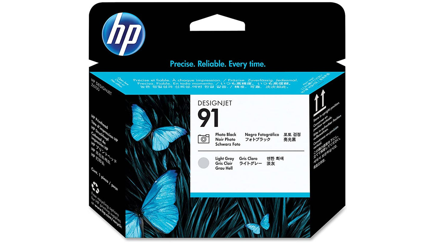 Original HP 91 (C9463A) Photo Black and Light Gray Printhead Cartridge