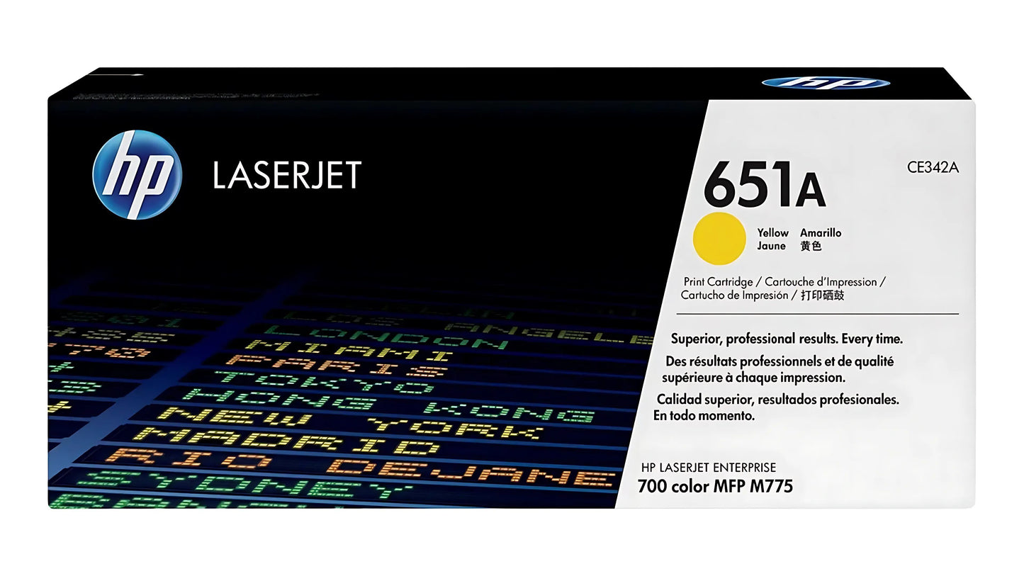 Genuine HP 651A Standard-Yield Yellow Toner Cartridge, CE342A