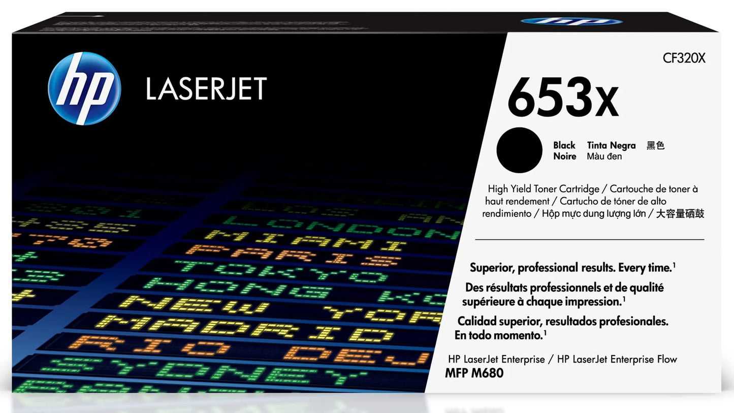 Genuine HP 653X High-Yield Black Laser Toner Cartridg, CF320X