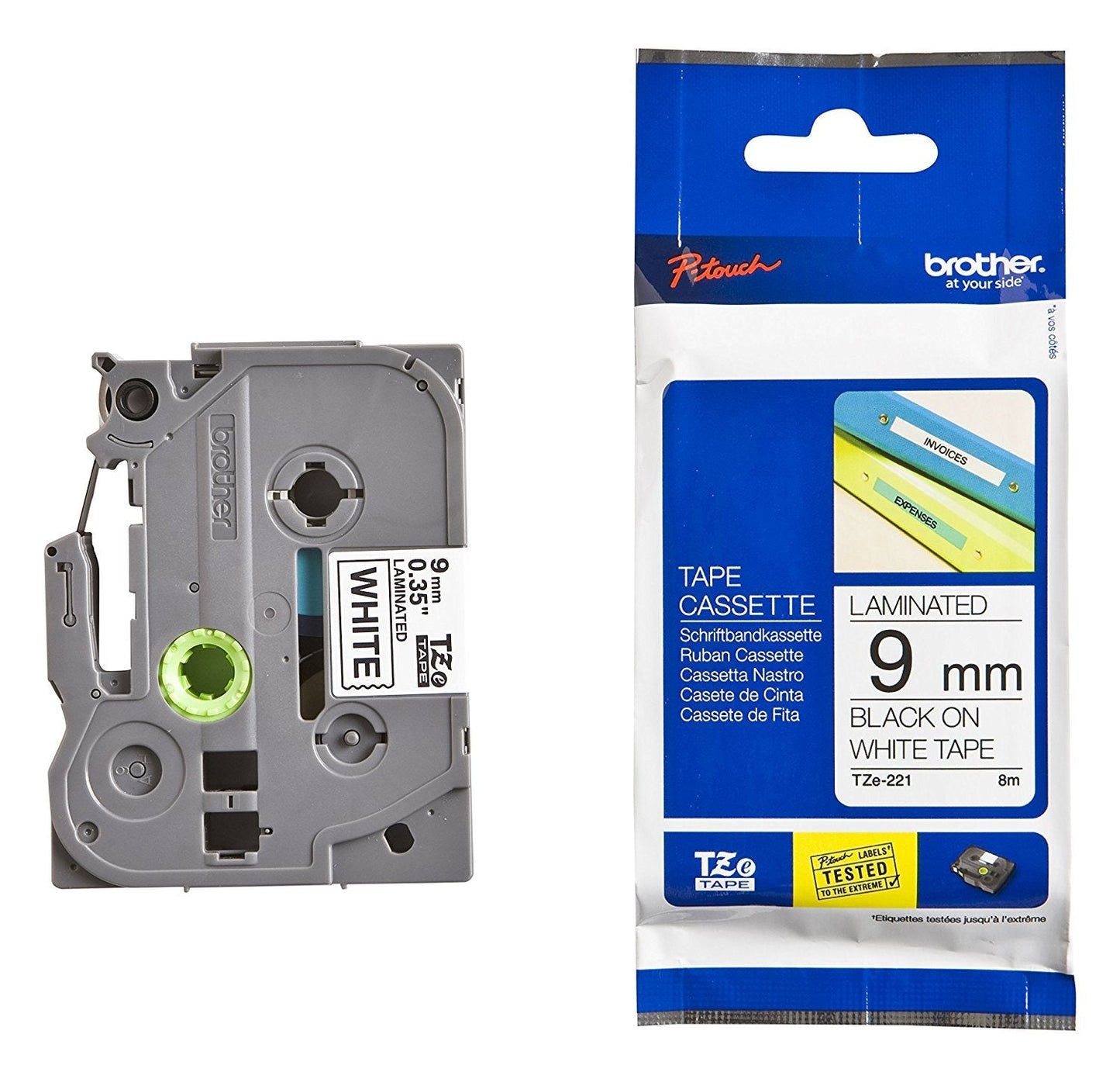 Original Brother TZE221 (TZE-221) Black on White Cartridge