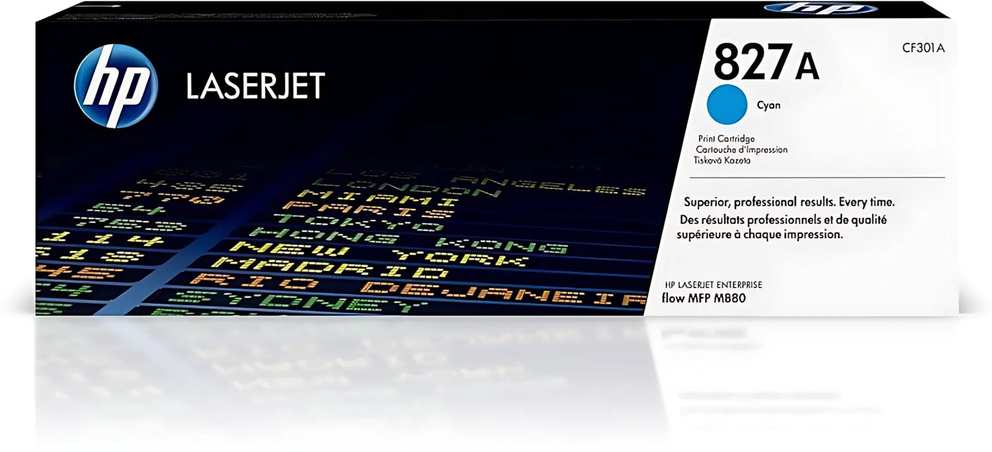 Genuine HP 827A Standard-Yield Cyan Laser Toner Cartridge, CF301A