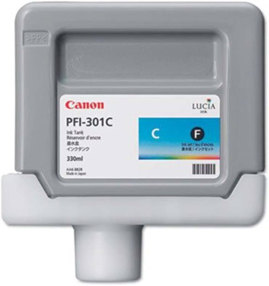 Canon PFI-301C Standard-Yield Cyan Ink Cartridge, 1487B001AA-0