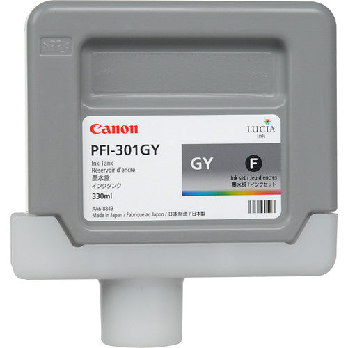 Canon PFI-301GY Standard-Yield Gray Ink Cartridge, 1495B001AA-0