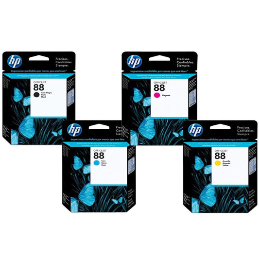 HP 88 Black Cyan Magenta Yellow 4PK Ink Cartridges-0