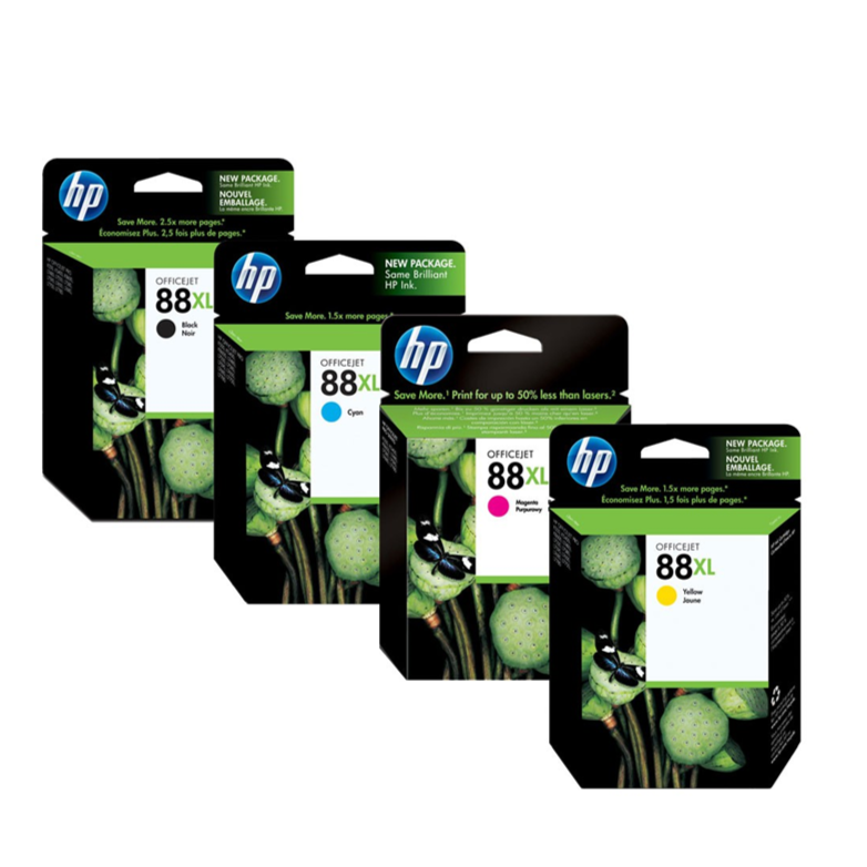 HP 88XL Black Cyan Magenta Yellow 4PK Ink Cartridges-0