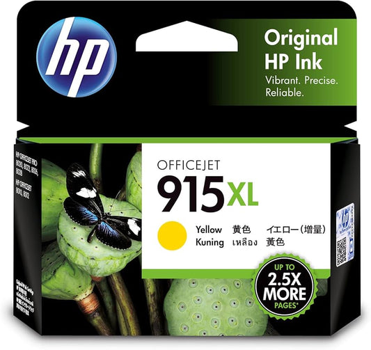 HP 915XL High Yield Yellow Inkjet Cartridge, 3YM21AA-0