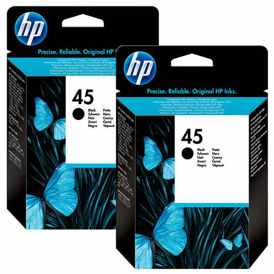 HP 45 (51645A) Black Ink Cartridges- 2 Pack-0