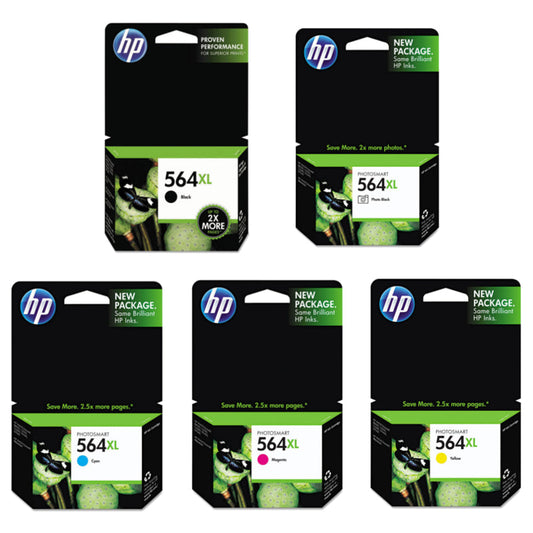 HP 564XL Black and Color Ink Cartridges-5pack-0