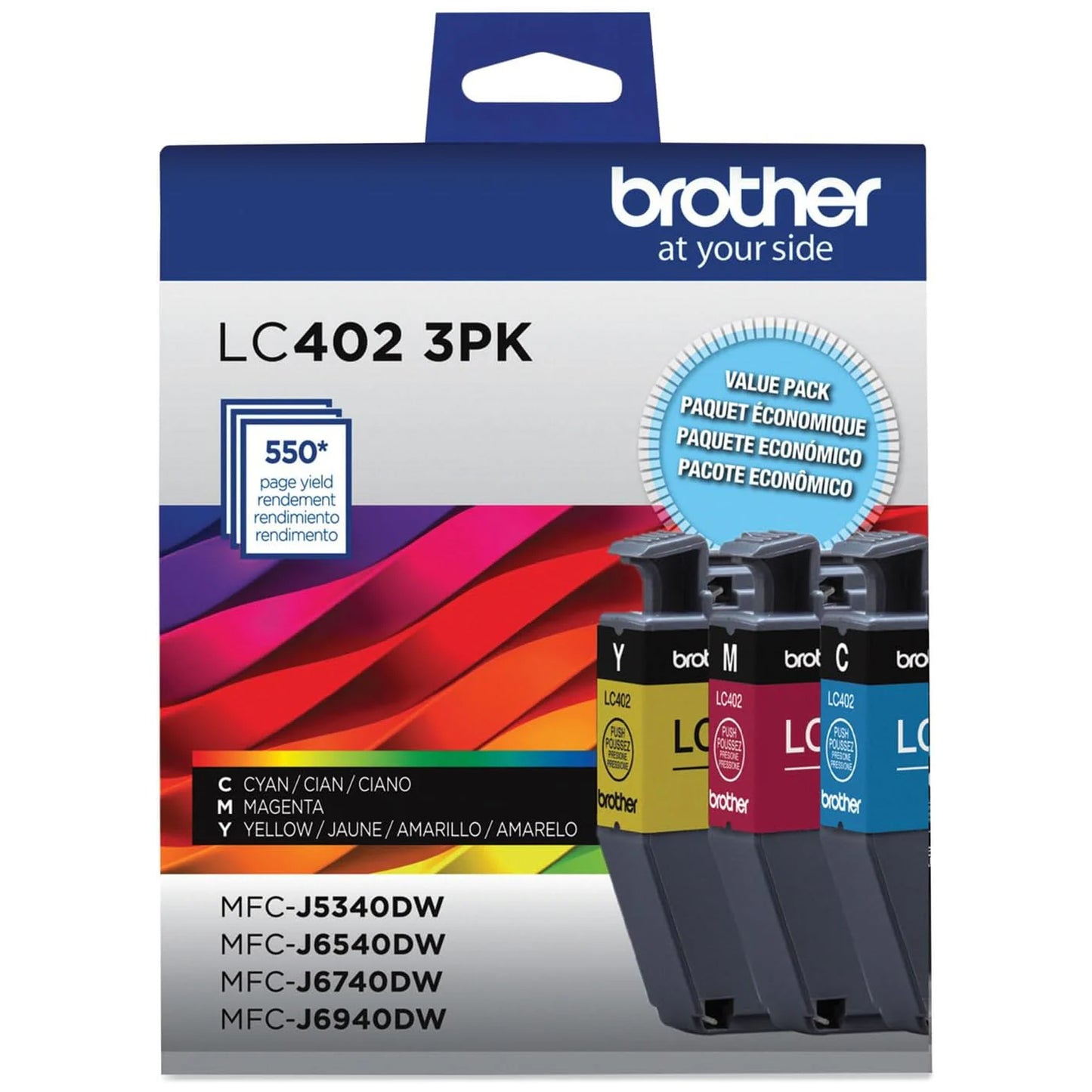 Original Brother LC402 Cyan, Magenta and Yellow Ink Cartridges