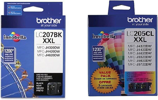 Brother LC207XXL Black & LC205XXL Color Ink Cartridges-0