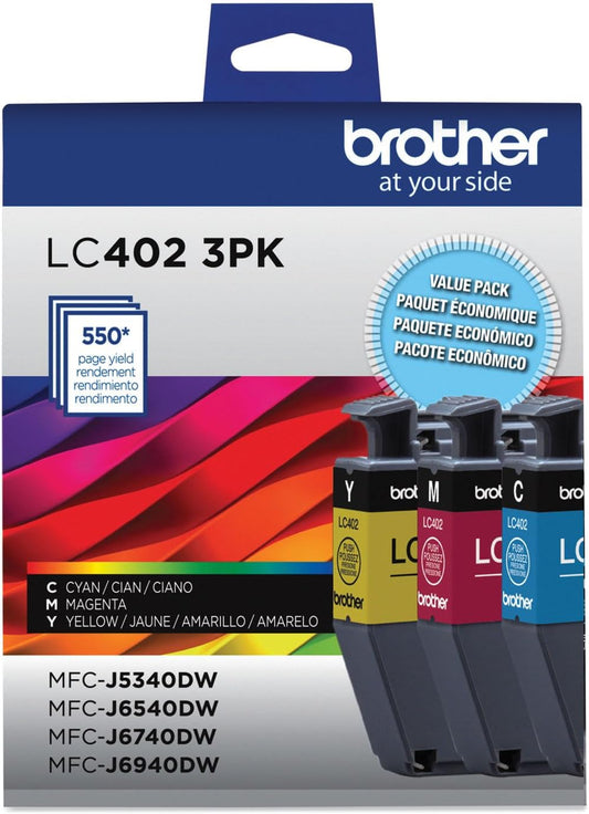 Original Brother LC402 3-Pack Cyan, Magenta and Yellow Ink Cartridges-0