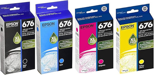 New Epson 676XL High Yield Black, Cyan, Magenta, and Yellow Ink Cartridges-0