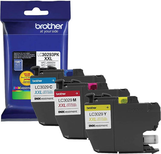 Brother LC3029 High-Yield Cyan, Magenta, Yellow Ink Cartridges, Pack Of 3-0