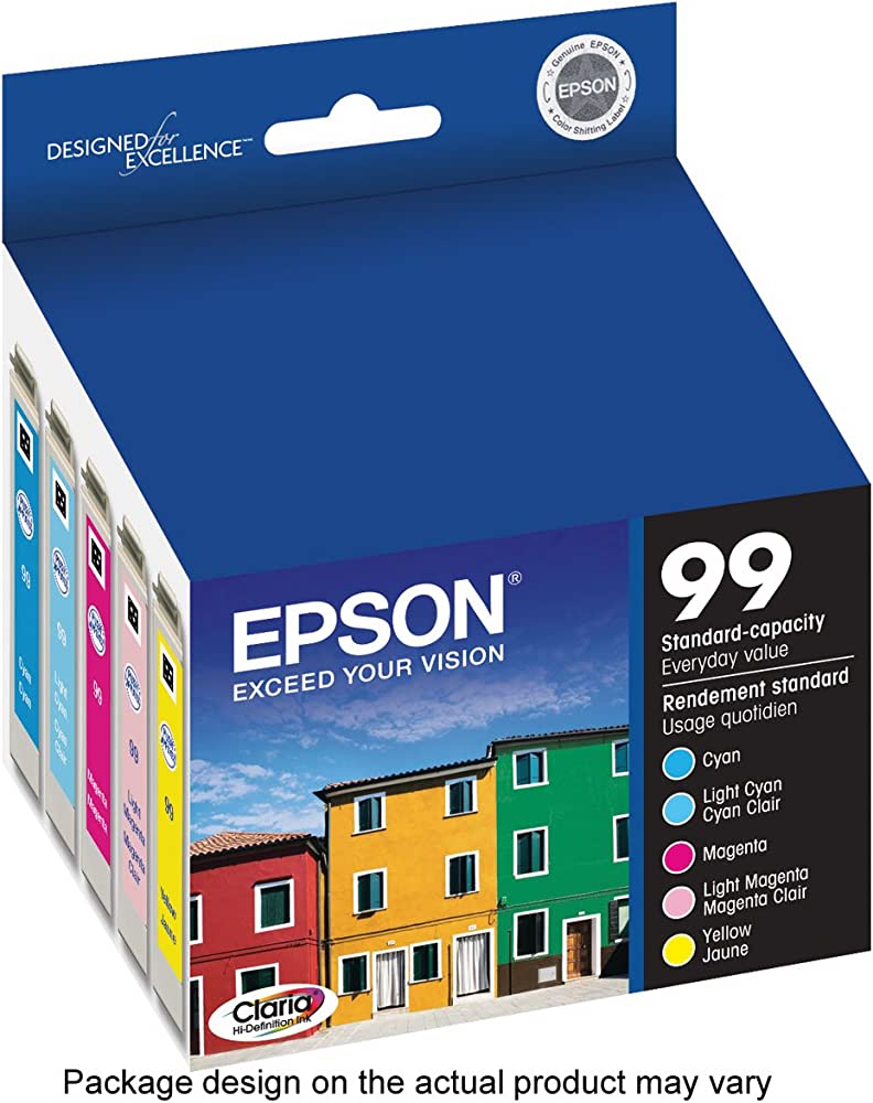 Original Epson T099 Cyan, Light Cyan, Magenta, Light Magenta & Yellow Ink Cartridges-5 Pack-0