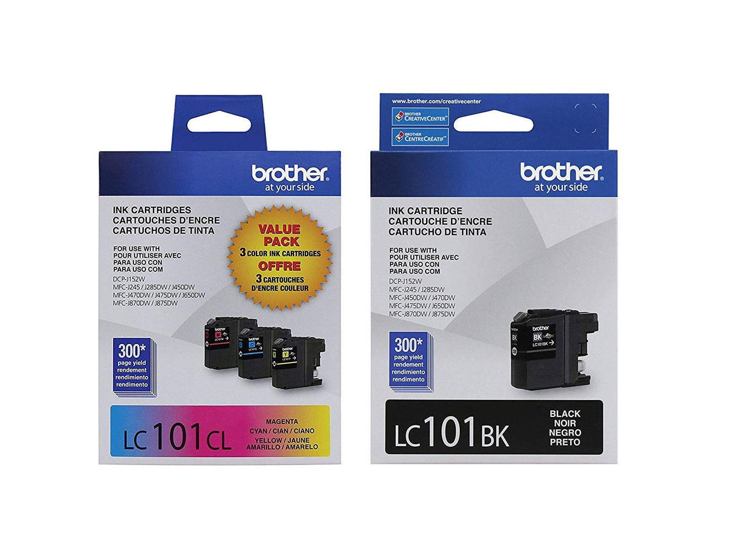 Original Brother LC101 Black, Cyan, Magenta, Yellow Ink Cartridges-0