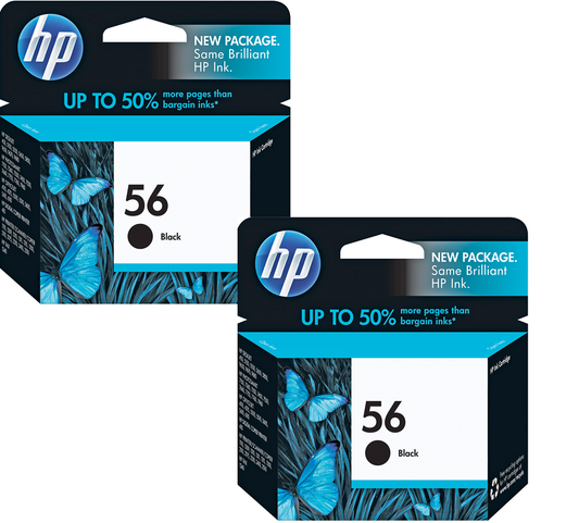 Genuine HP 56 (C6656AN) Black 2PK Ink Cartridges-0