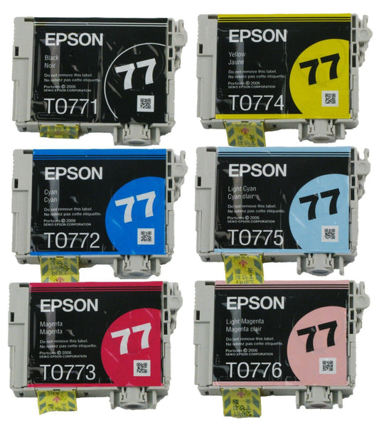 Original Epson 77 Black and Color (6 Pack) Ink Cartridges-0