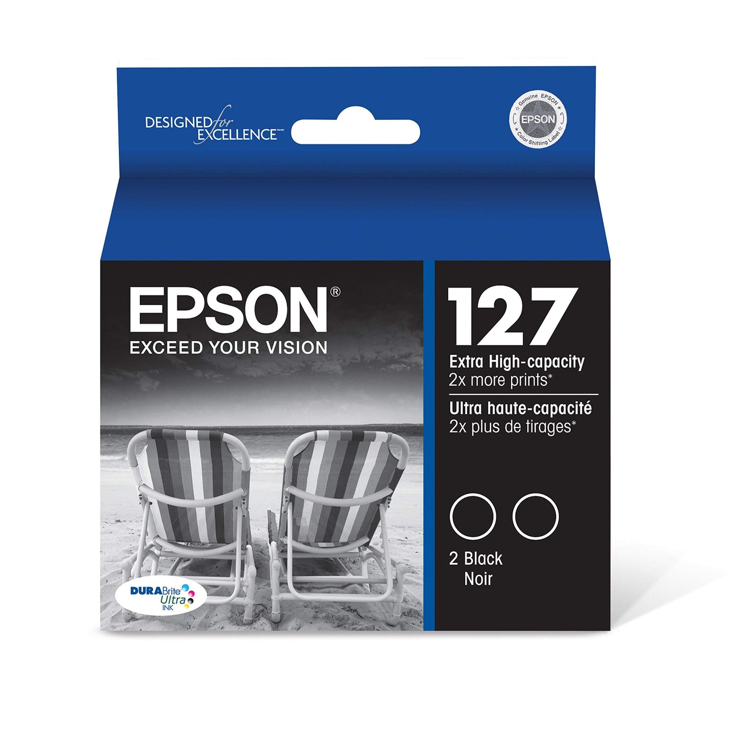 Original Epson 127 Black ink cartridge, 2 Pack-0