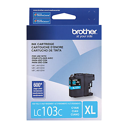 New Genuine Brother LC103XL Cyan Ink Cartridge-0