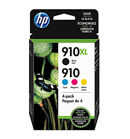 Original HP 910XL Black & 910 Cyan, Magenta, Yellow Ink Cartridges-0