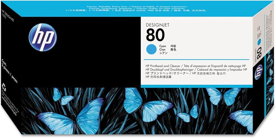 HP 80 (C4821A) Cyan Printhead & Printhead Cleaner-0