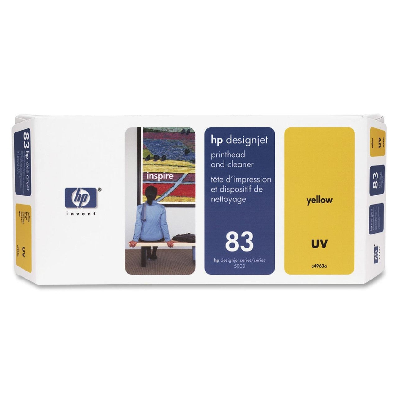 Original HP 83 UV (C4963A) Yellow Printhead and Printhead Cleaner-0