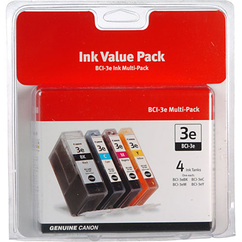 Original Canon BCI-3e Black, Cyan, Magenta & Yellow Ink Cartridges-0