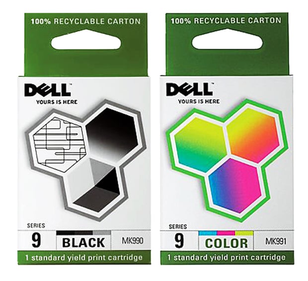 Original Dell Series 9 MK992 Black / MK993 Color Ink Cartridges Combo Pack-0