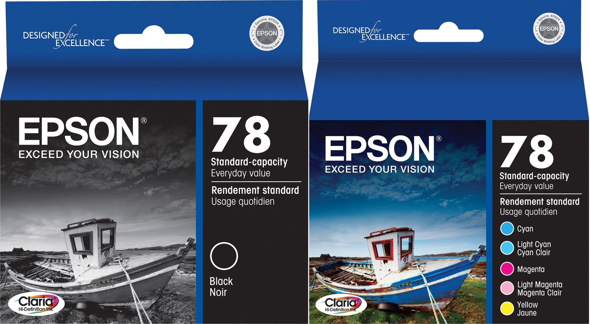 Epson 78 Claria black, Cyan, Light Cyan, Magenta, Light Magenta, Yellow Ink Cartridges, Pack Of 6, T078920-0