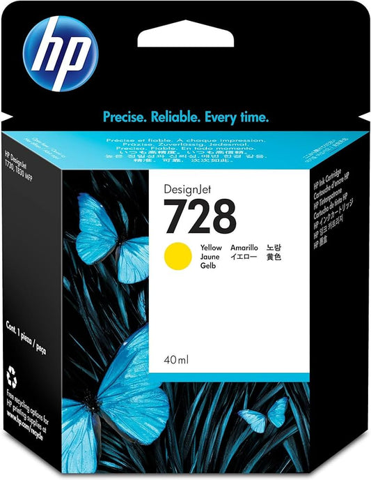 Original HP 728 High Yield Yellow Ink Cartridge, F9J61A-0