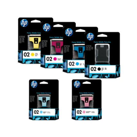 Genuine HP 02 Black and Color Ink Cartridges-6 Pack-0