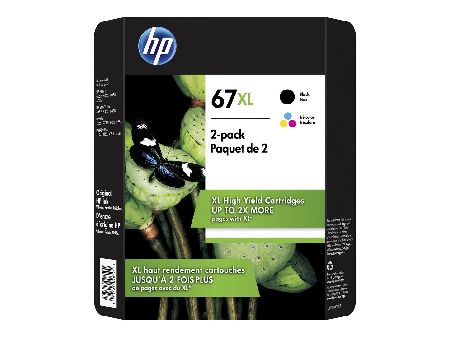 Original HP 67XL Black and Color Ink Cartridge-2 Pack-0