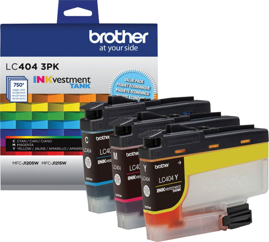 Brother Standard-Yield Yellow, Magenta and Cyan Ink Cartridge LC404 3.PK-0