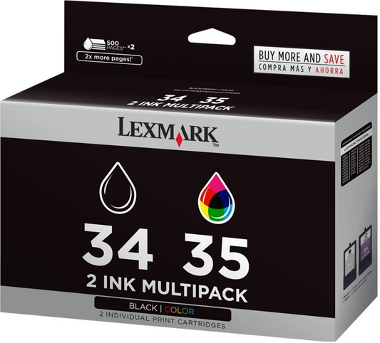 Genuine NEW Lexmark #34/#35 Ink Cartridges, 18C0535 Combo Pack-0