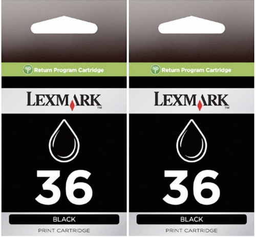 New Genuine Lexmark 36 2PK Ink Cartridges Box X Series X4650 X3650-0