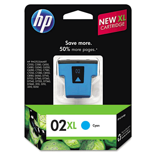 Genuine HP 02XL (C8733WN) Light Cyan Ink Cartridge-0