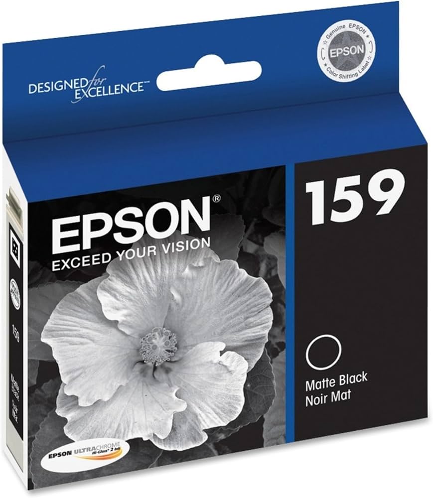 Epson 159 Standard-Yield Matte Black UltraChrome (Hi-Gloss 2) Ink Cartridge, T159820-0