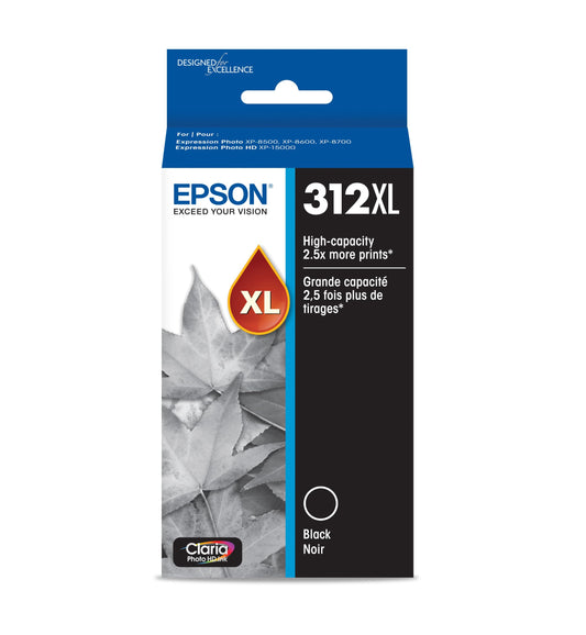 Original Epson 312XL High-Yield Black Ink Cartridge, T312XL120-0