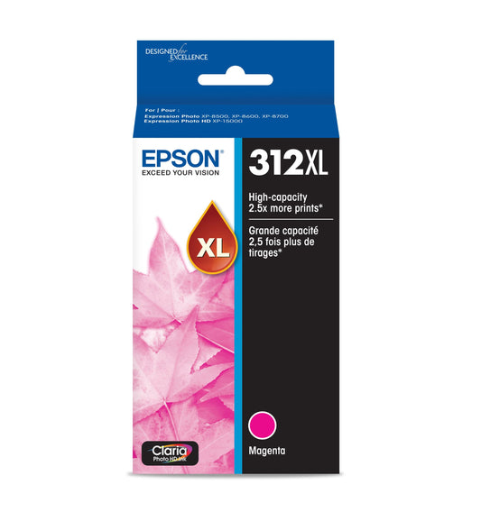 Original Epson 312XL High-Yield Magenta Ink Cartridge, T312XL320-0