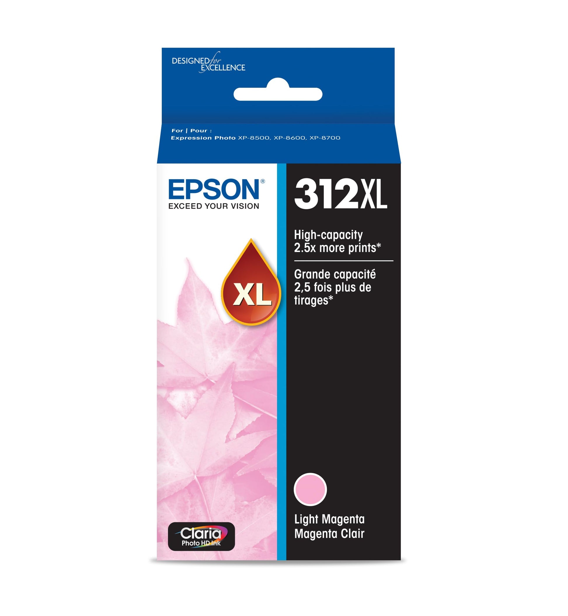 Original Epson 312XL High-Yield Light Magenta Ink Cartridge, T312XL620-0