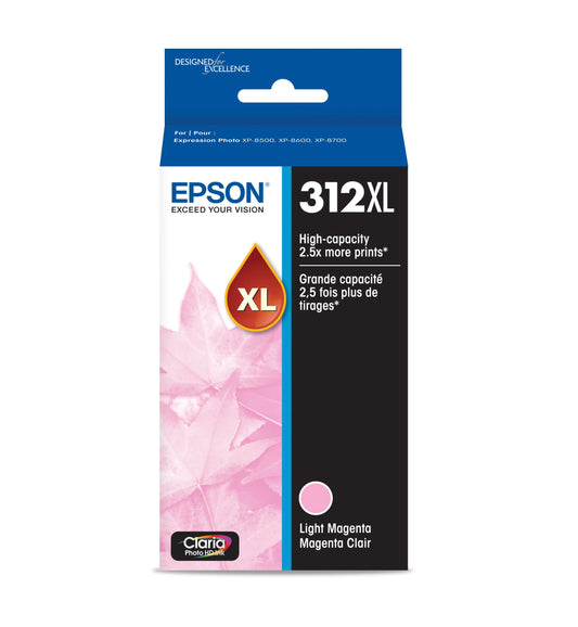 Original Epson 312XL High-Yield Light Magenta Ink Cartridge, T312XL620-0