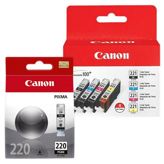 Original Canon 1 PGI-220 Black / CLI-221 1 Black and 3 Colors 5-Pack-0