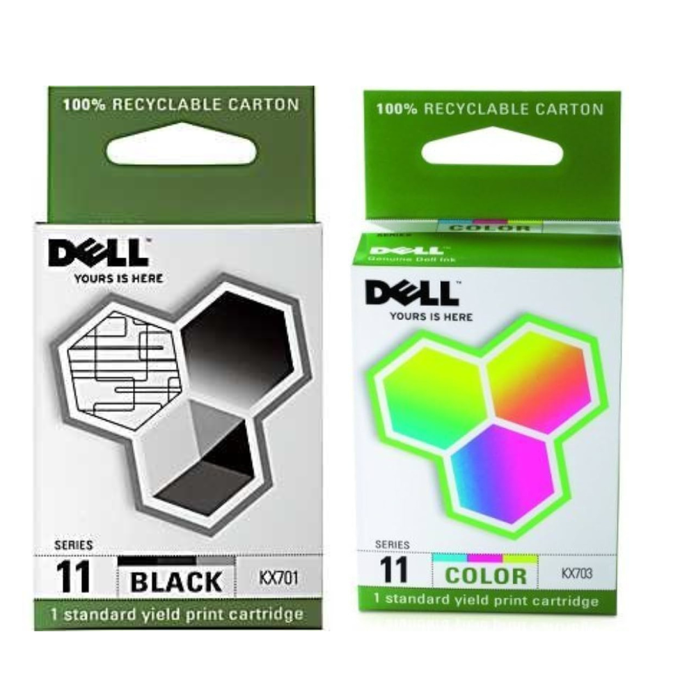 Original Dell Series 11 Black and Color Combo Pack Ink Cartridges-0