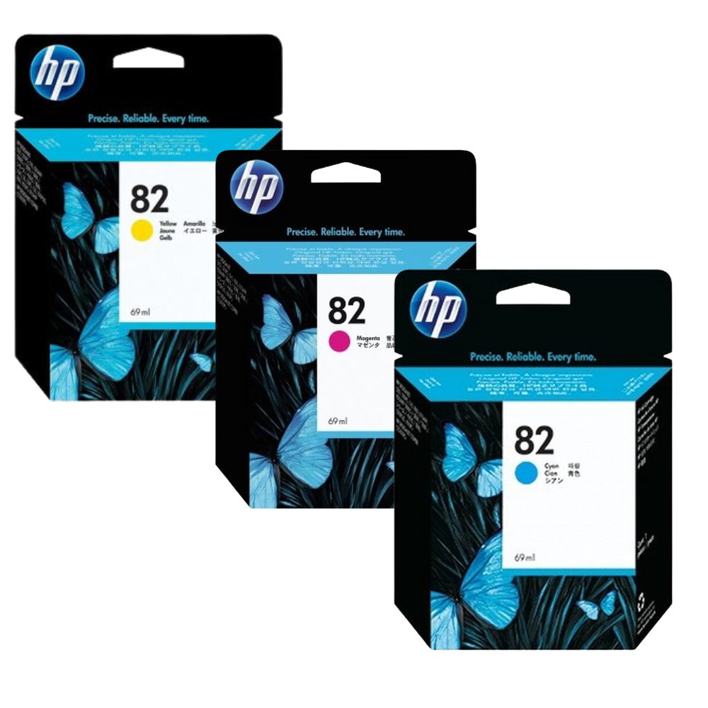 HP 82 69-ml Magenta, Cyan, Yellow Ink Cartridge, 3 Pack-0