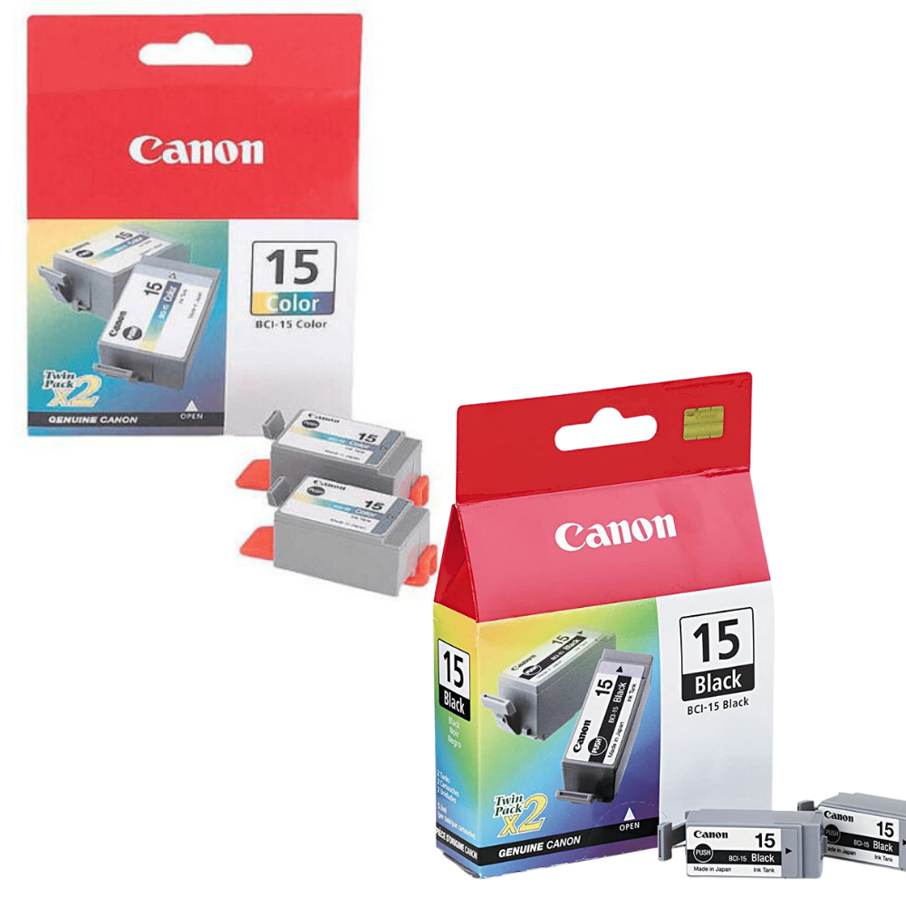 Original Canon BCI-15 Black and Color Ink Cartridge-4 Pack-0