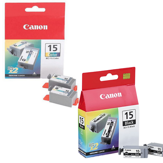 Original Canon BCI-15 Black and Color Ink Cartridge-4 Pack-0