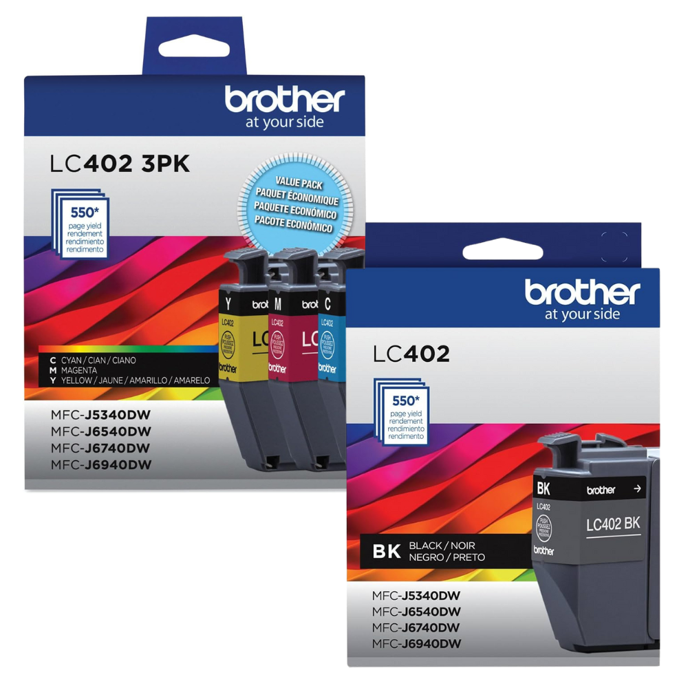 Original Brother LC-402 4-Pack Black, Cyan, Magenta and Yellow Ink Cartridges-0