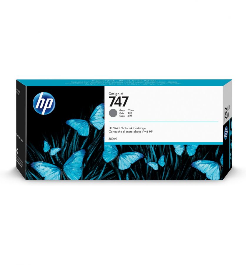 HP 747 300-ml Gray DesignJet Ink Cartridge, P2V86A-0