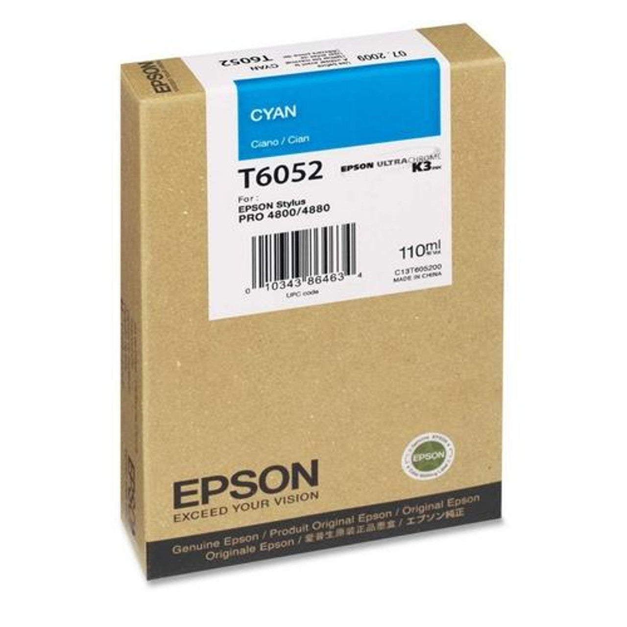 Epson T6052 Cyan Ink Cartridge, T605200-0